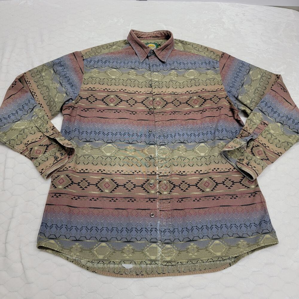 Cabelas Mens XL Tall Aztec Southwestern Geometric Cotton Button Up Shirt